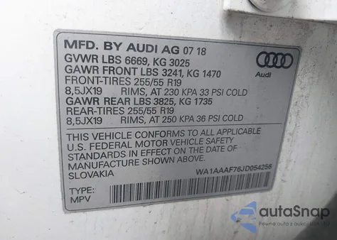2018 Audi Q7 3.0T Premium from USA, damaged, VIN WA1AAAF76JD054256